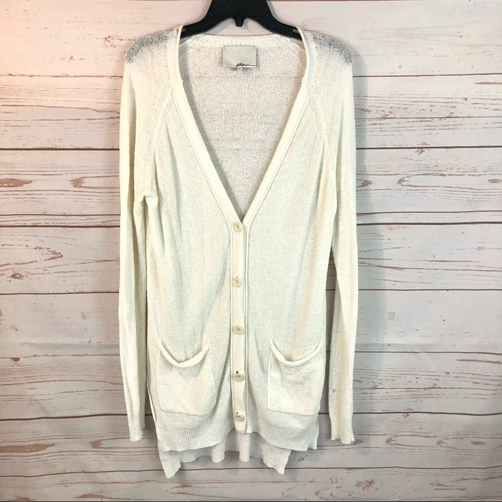 Phillip Lim 3.1 Cream Knit Long Line Duster Cardigan